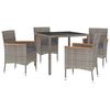 vidaXL Set da Pranzo da Giardino 5 pz con Cuscini in Polyrattan Grigio
