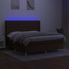 vidaXL Letto a Molle Materasso e LED MarroneScuro 180x200cm in Tessuto