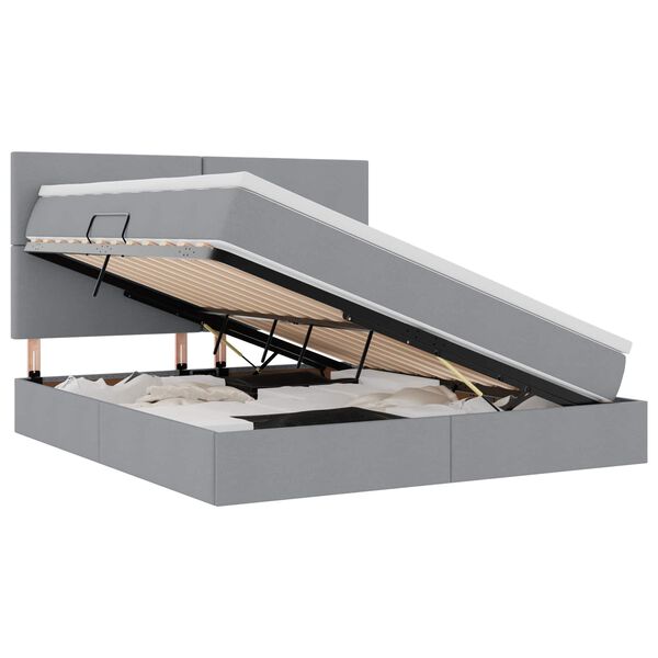 vidaXL Letto con contenitore e LED Grigio chiaro 180 x 200 cm