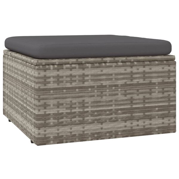vidaXL Poggiapiedi Giardino con Cuscino Grigio 55x55x30 cm Polyrattan