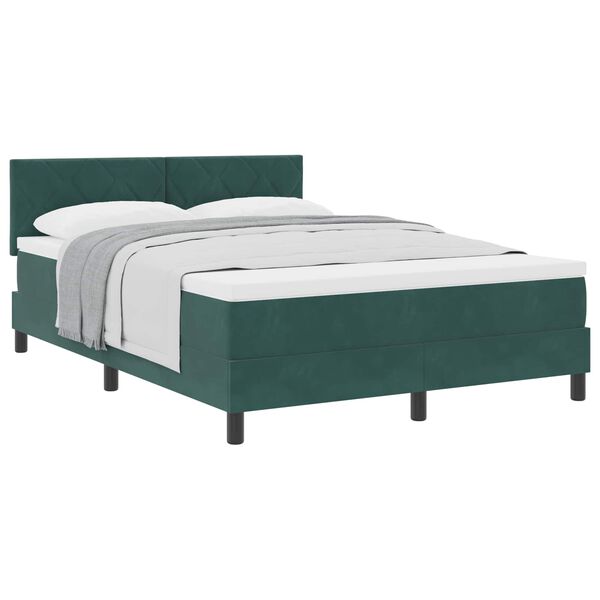 vidaXL Letto a molle con materasso Verde Scuro 140 x 190 cm Velluto