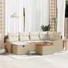vidaXL Set Divano da Giardino con cuscino 7 pcs Beige Poly Rattan