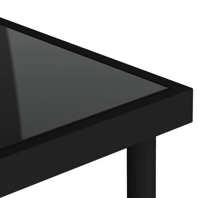 vidaXL Tavolo da Pranzo per Esterni Nero 80x80x72 cm Vetro e Acciaio