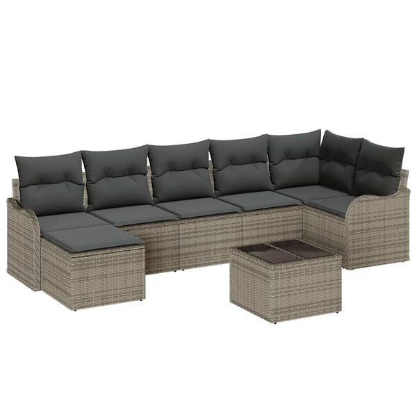 vidaXL Set Divano da Giardino 8 pcs Grigio polyrattan