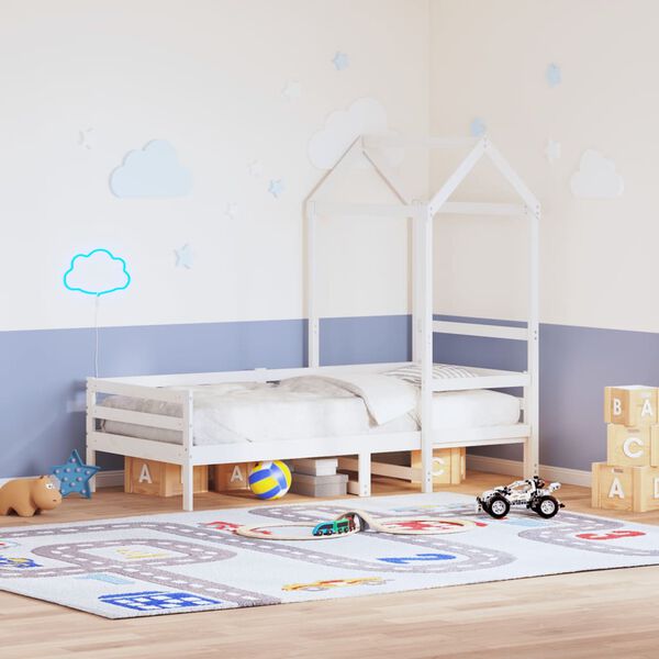 vidaXL Tetto Letto Bambini Bianco 108x70x176,5 cm Legno Massello Pino