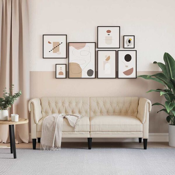 vidaXL Divano Chesterfield a 2 Posti in Lino