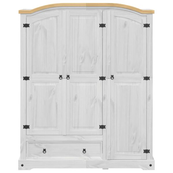 vidaXL Armadio Corona Bianco 151,5x52x186 cm in Legno Massello di Pino