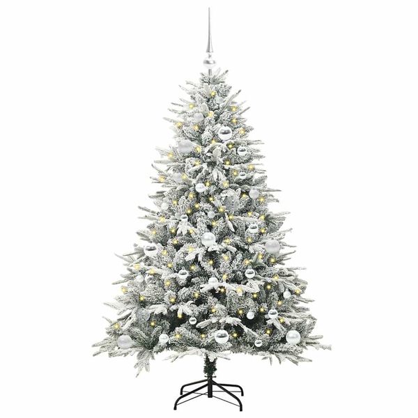 vidaXL Albero di Natale Artificiale Pre-illuminato con Set di Palline