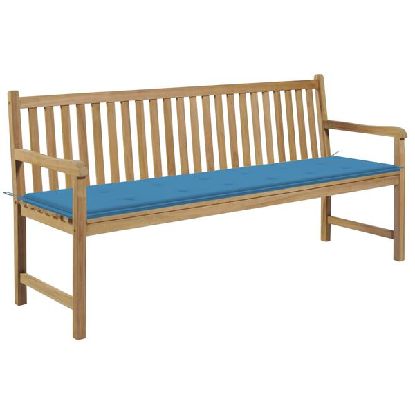 vidaXL Panca da Giardino con Cuscino Blu 175 cm in Legno di Teak