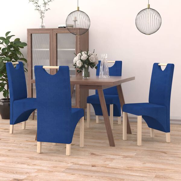 vidaXL Sedie da Pranzo 4 pz Blu in Tessuto