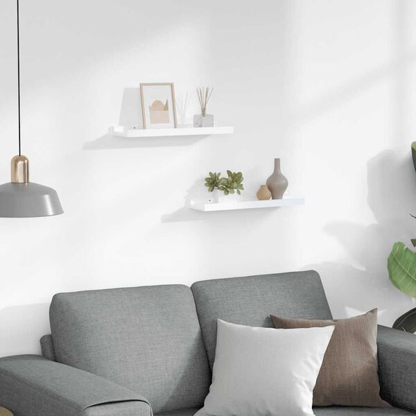 vidaXL Mensole da Parete 2 pz Bianco Lucido 40x9x3 cm