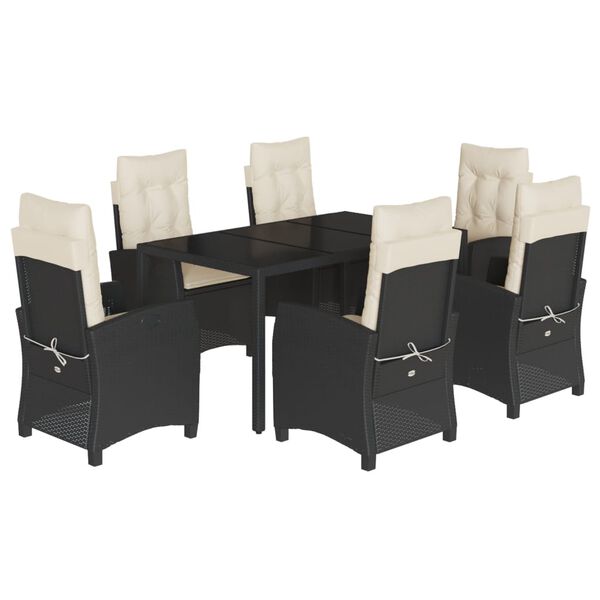 vidaXL Set da Pranzo da Giardino 7 pz Nero con Cuscini in Polyrattan