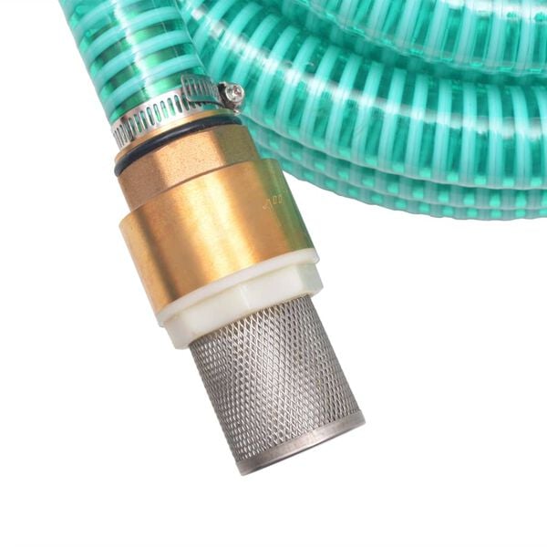 vidaXL Tubo di Aspirazione con Connettori in Ottone 15 m 25 mm Verde