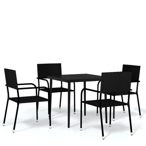 vidaXL Set Mobili da Pranzo da Giardino 5 pz Nero