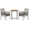 vidaXL Set Bistro da Giardino 3 pcs Grigio polyrattan