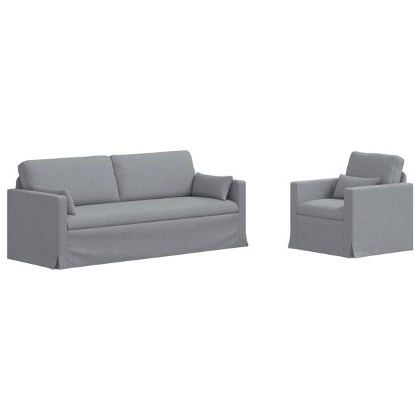 vidaXL Set di divani 2 pcs Grigio chiaro 198 x 78 x 80 cm Tessuto