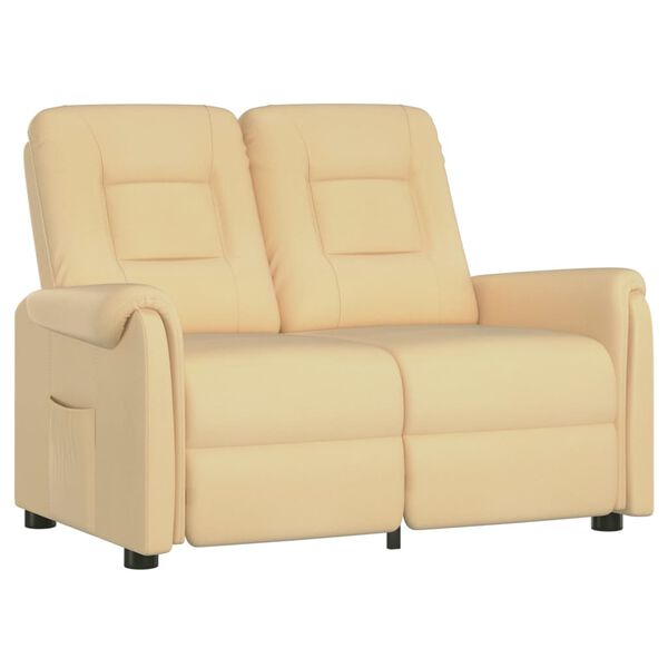 vidaXL Poltrona Massaggiante Reclinabile a 2 Posti Crema Microfibra