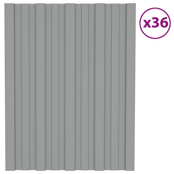 vidaXL Pannello per tetto 36 pcs Grigio 60 x 45 cm Acciaio zincato