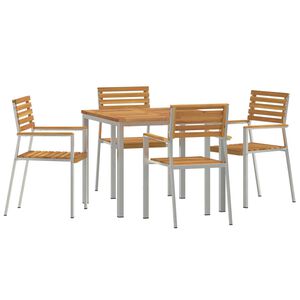 vidaXL Setdapranzodagiardino 5 pcs Marrone Acacia solida