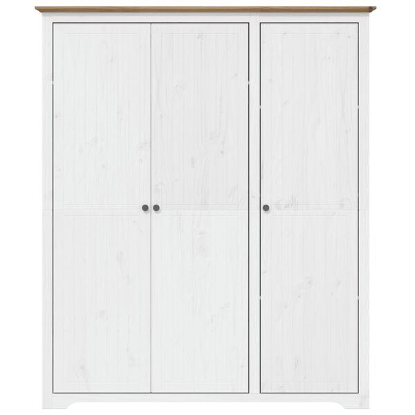vidaXL Armadio BODO 146x53,5x173 cm Legno Massello Pino Bianco Marrone