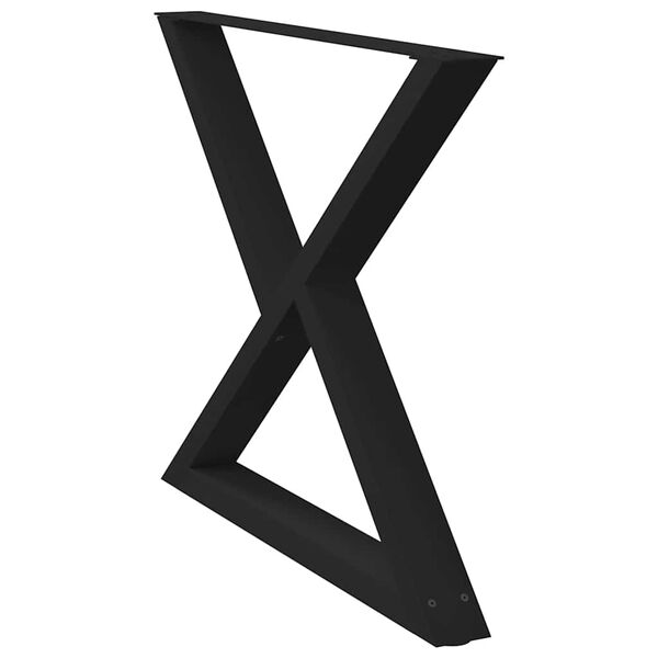 vidaXL Gambe per tavolo da pranzo 2 pz nere 90x(72-73,3) cm in acciaio