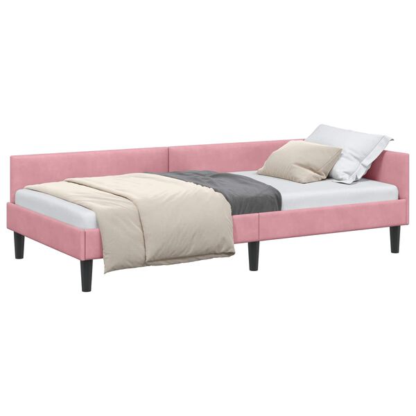vidaXL Cornice del letto ad angolo Rosa 100 cm x 200 cm Velluto