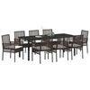 vidaXL Set da Pranzo per Giardino con cuscino 9 pcs Marrone polyrattan