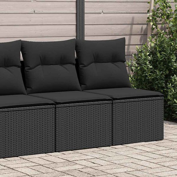vidaXL Set Divani da Giardino con Cuscini 2 pz Nero Polyrattan Acacia