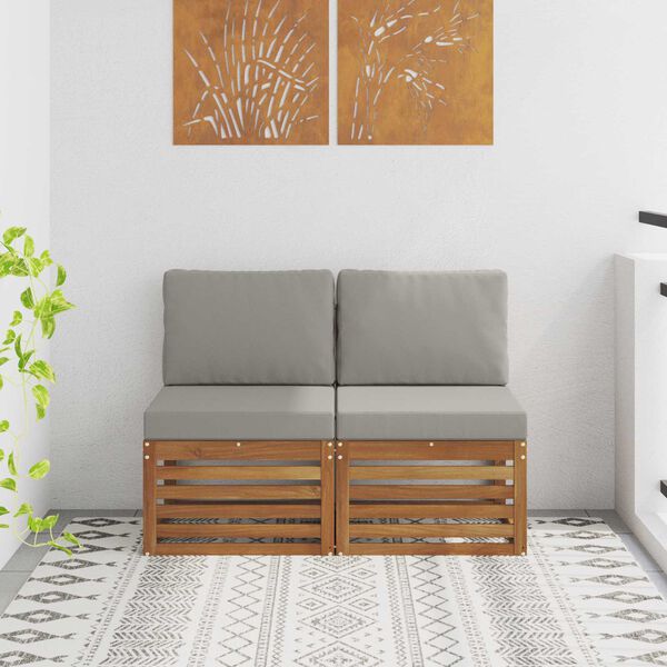 vidaXL 2 Pezzo Divano centrale per esterno Legno di Acacia Massello