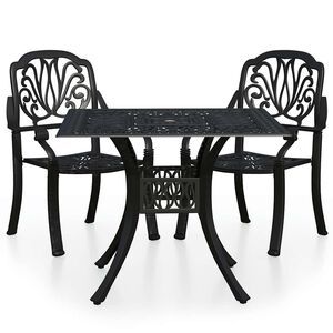 vidaXL Set da Bistrot 3 pz in Alluminio Pressofuso Nero