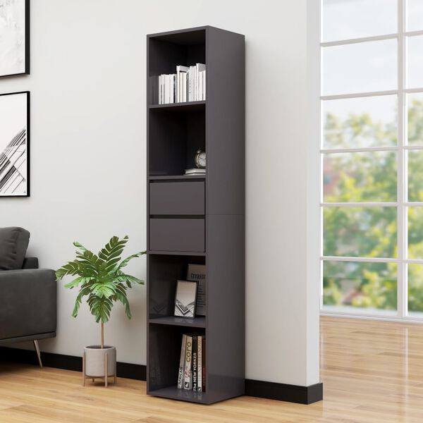 vidaXL Libreria Grigio Lucido 36x30x171 cm in Legno Multistrato