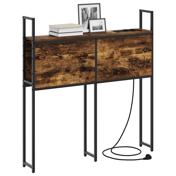 vidaXL Testiera con Stazione di Carica e Storage Rovere fumo 80 cm