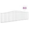 vidaXL Cesti Gabbioni ad Arco 15 pz 400x30x100/120 cm Ferro Zincato