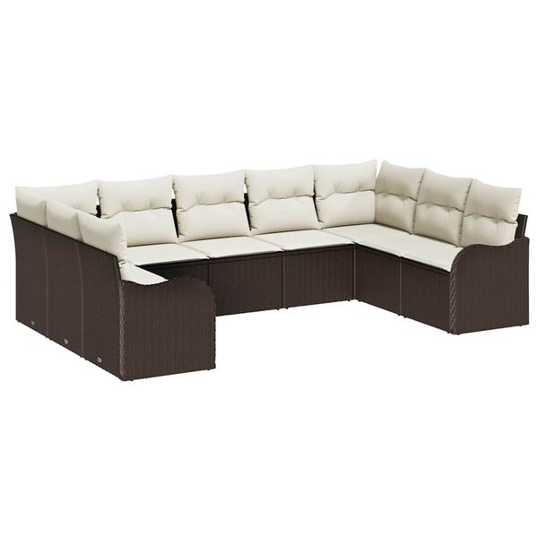 vidaXL Set Divano da Giardino Marrone polyrattan