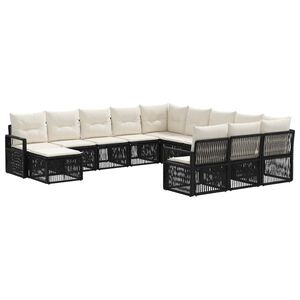 vidaXL Set Divano da Giardino 12 pz Nero polyrattan