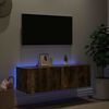 vidaXL Mobile TV a Parete con Luci LED Rovere Fumo 100x35x31 cm