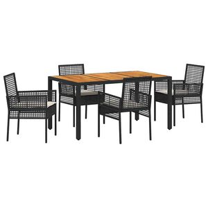 vidaXL Set da Pranzo per Giardino 5 pcs Nero polyrattan