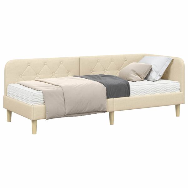 vidaXL Cornice del letto ad angolo Crema 80 x 200 cm Tessuto