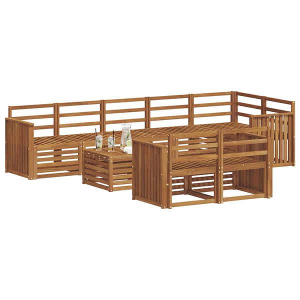 vidaXL Set divani 9 pcs Naturale Legno di Acacia Massello