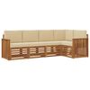 vidaXL Set divani 5 pcs Naturale e Beige Legno di Acacia Massello