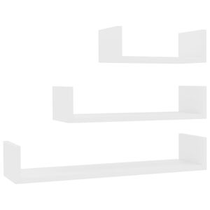 vidaXL Mensole a Muro 3 pz Bianco in Legno Multistrato