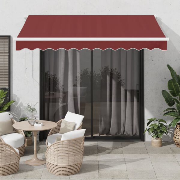 vidaXL Tenda da Sole Retrattile Manuale con LED Bordò 300x250 cm