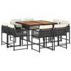 vidaXL Set da Pranzo da Giardino 9 pz con Cuscini Nero in Polyrattan