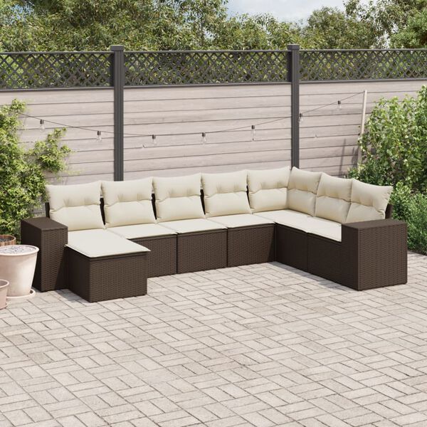 vidaXL Set Divani da Giardino 8 pz con Cuscini Marrone in Polyrattan