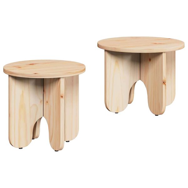 vidaXL Tavolino da salotto 2 pcs Naturale Legno massello di pino