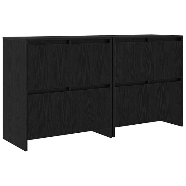 vidaXL Sideboards 2 pcs Rovere nero 70 x 41 x 75 cm Legno multistrato