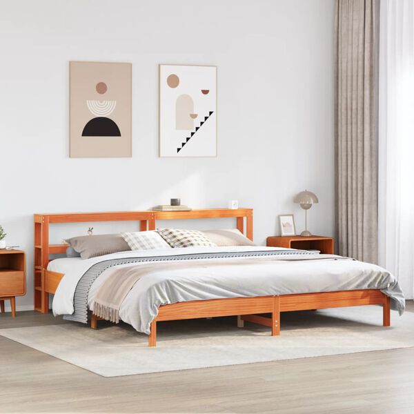 vidaXL Letto senza Materasso Marrone Cera 200x200 cm in Legno di Pino