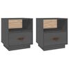 vidaXL Comodini Grigi 2 pz 40x34x45 cm in Legno Massello di Pino