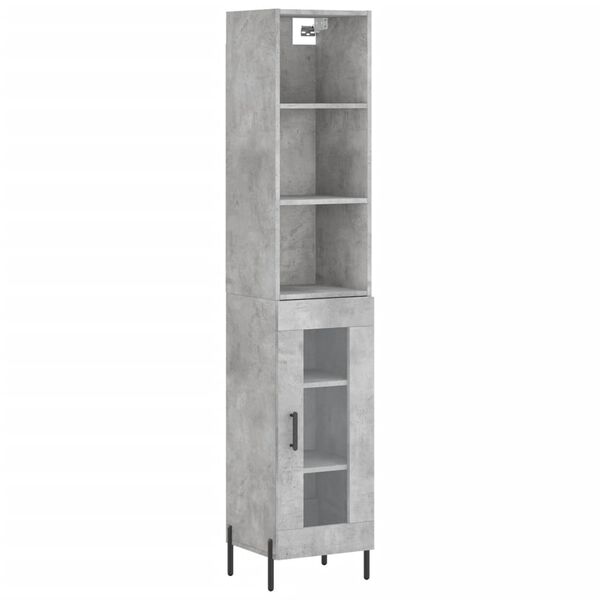vidaXL Credenza Grigio Cemento 34,5x34x180 cm in Legno Multistrato