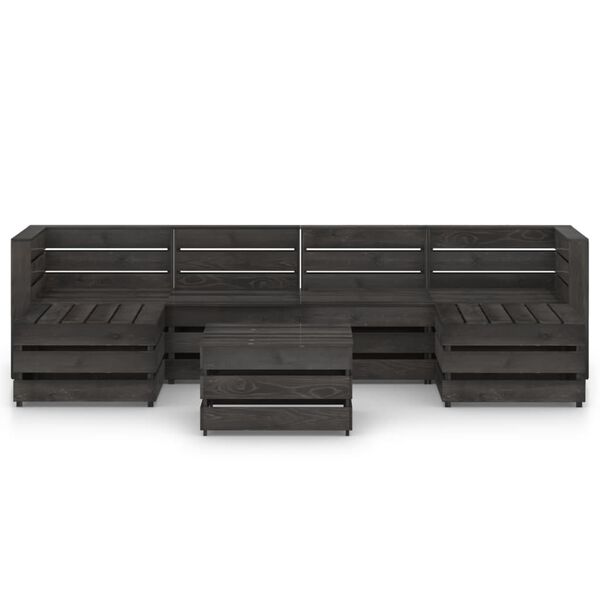 vidaXL Set Salotto da Giardino 7 pz in Legno di Pino Impregnato Grigio